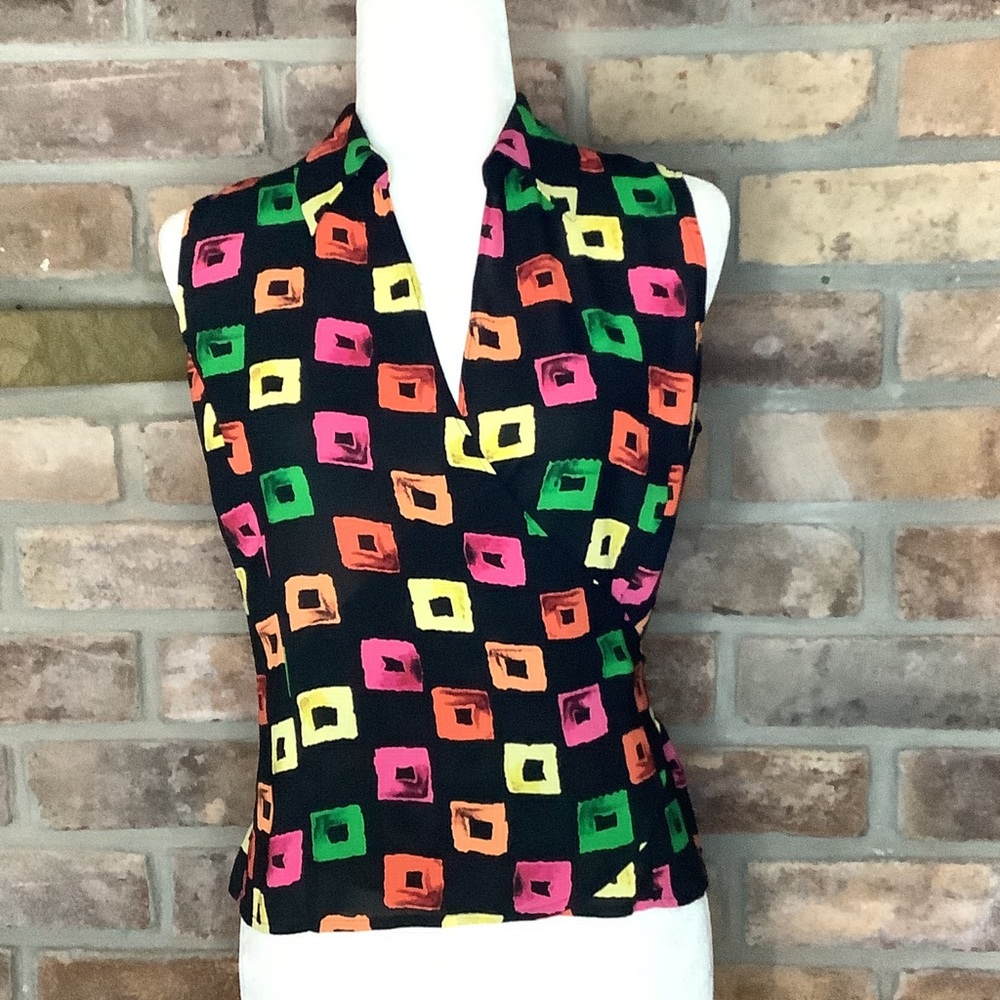 LE CAVIAR Sleeveless Wrap Blouse 26